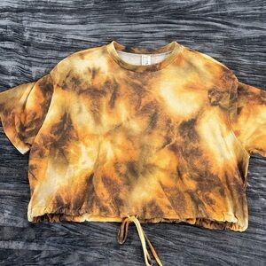 Tie-Dye Crop Top - Brown and Orange Size S by westmoon